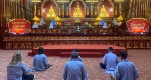 One of wellness & meditation retreats Vietnam is held at Tam Chuc Pagoda, Ha Nam
