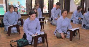 A mindfulness retreat Ninh Bình Vietnam is deeply connected with a Buddhist spiritual environment.